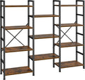 Triple 4 Tier Bookshelf with 11 Open Display Shelves for Home