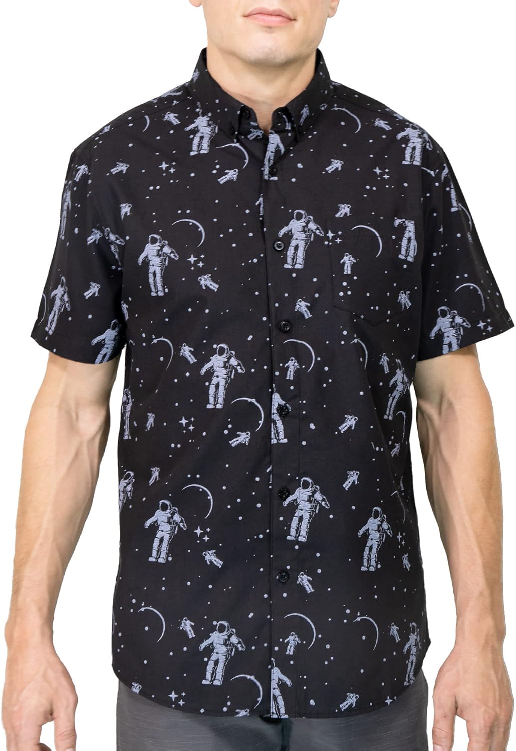 Mens Short Sleeve Button Down Novelty Print Shirts for Summer