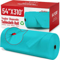 Plastic Table Cloth 310 ft x 54 in Light Blue - Disposable PEVA Roll