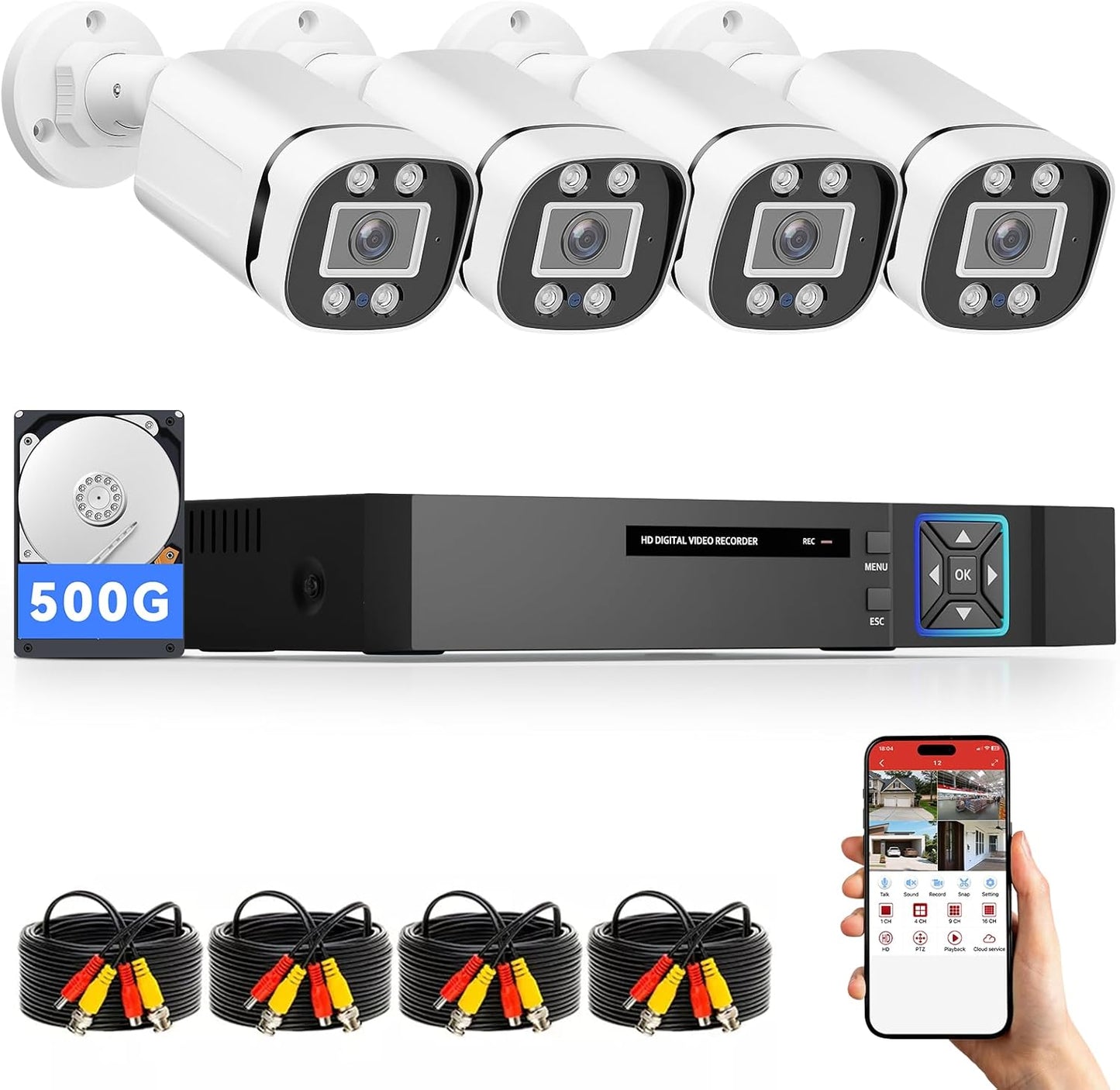 Wired Security Camera System with Smart Motion Detection Features