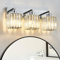 Modern Bathroom Vanity Light 3-Lights Chrome Crystal - Stylish Vanity