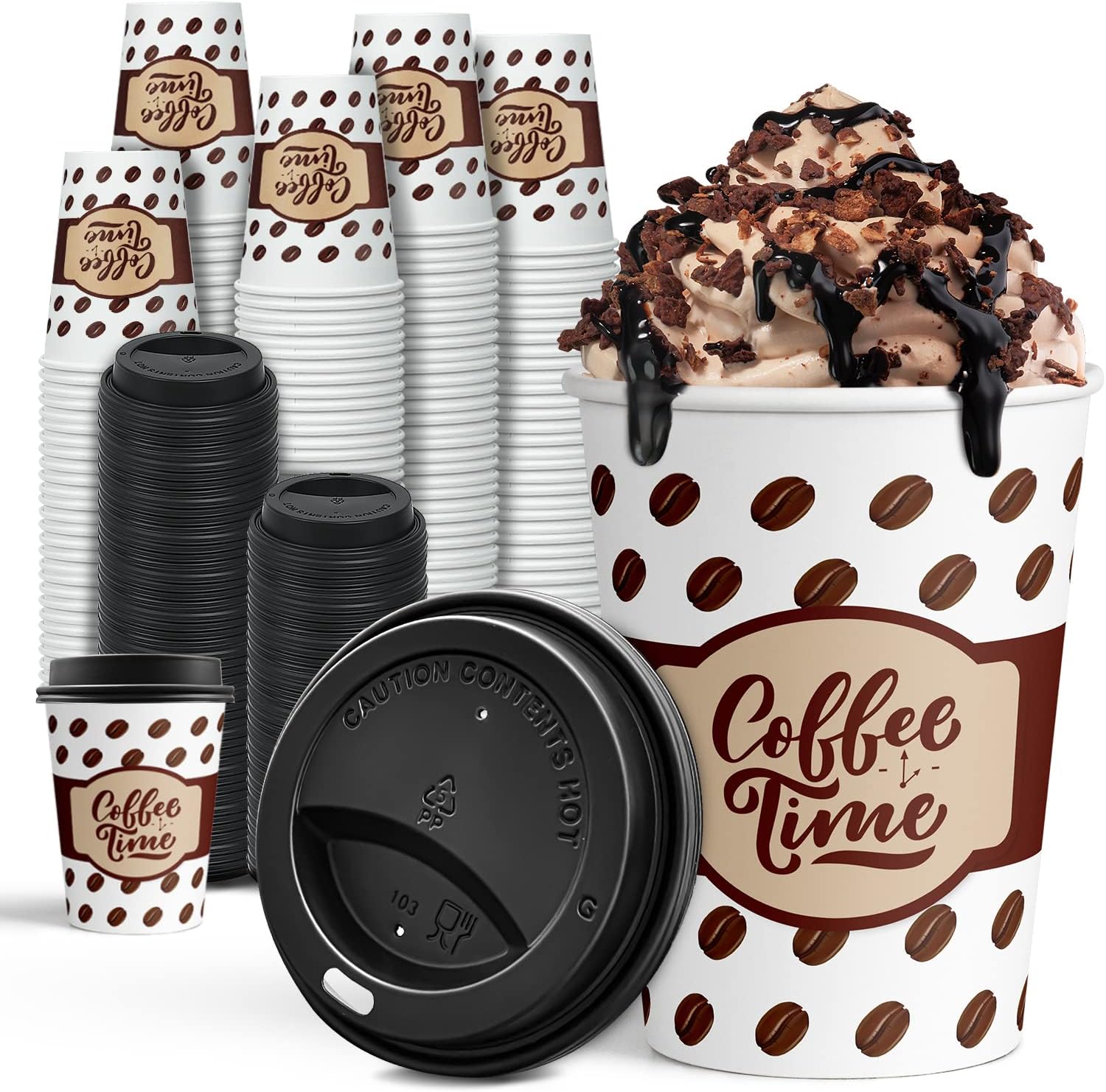 Ginkgo 12 oz Coffee Cups 100 Pack - Perfect for On-the-Go Hot Beverages