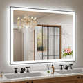 LED Bathroom Mirror 48in x 36in with Black Frame - Dual Front