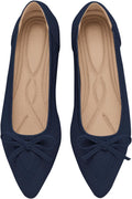 Women's Pointed Toe Bow Knit Ballet Flats - Comfortable Dressy