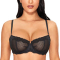 DOBREVA Women's Sexy Lace Balconette Bra - Unlined Plus Size Fit
