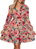 Floral Ruffle Summer Dress Surplice V Neck Mini - Flattering Casual