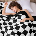 Black Checkered Weighted Blanket for Adults 12lbs, 60x80 Queen