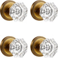 Antique Brass Crystal Door Knobs 4 Pack - Solid Zinc Passage Set
