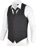 Men's Slim Fit Herringbone Tweed Suits Vest - Premium Wool Blend