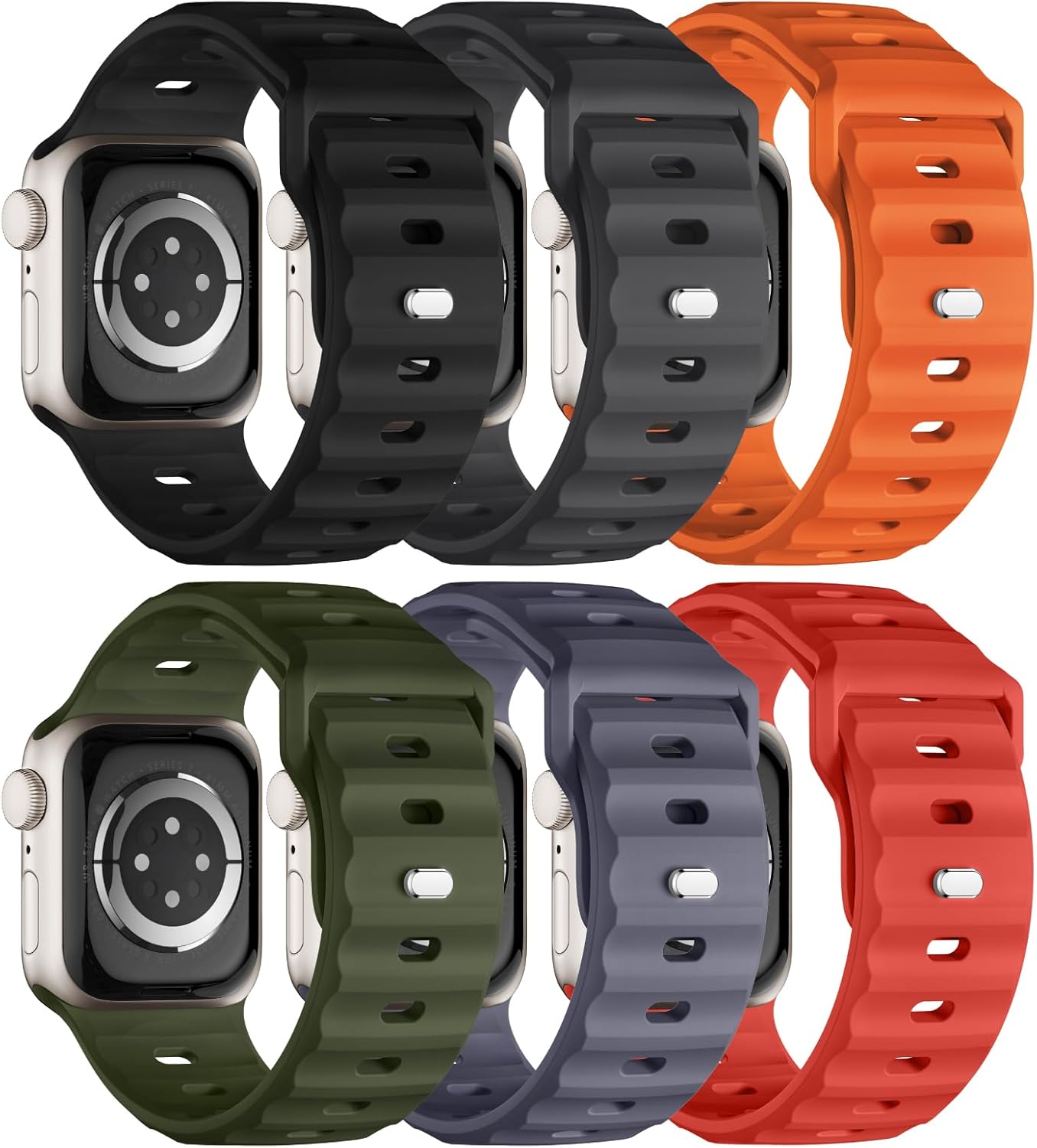 Adorique Waterproof Sport Bands 6-Pack for Apple Watch