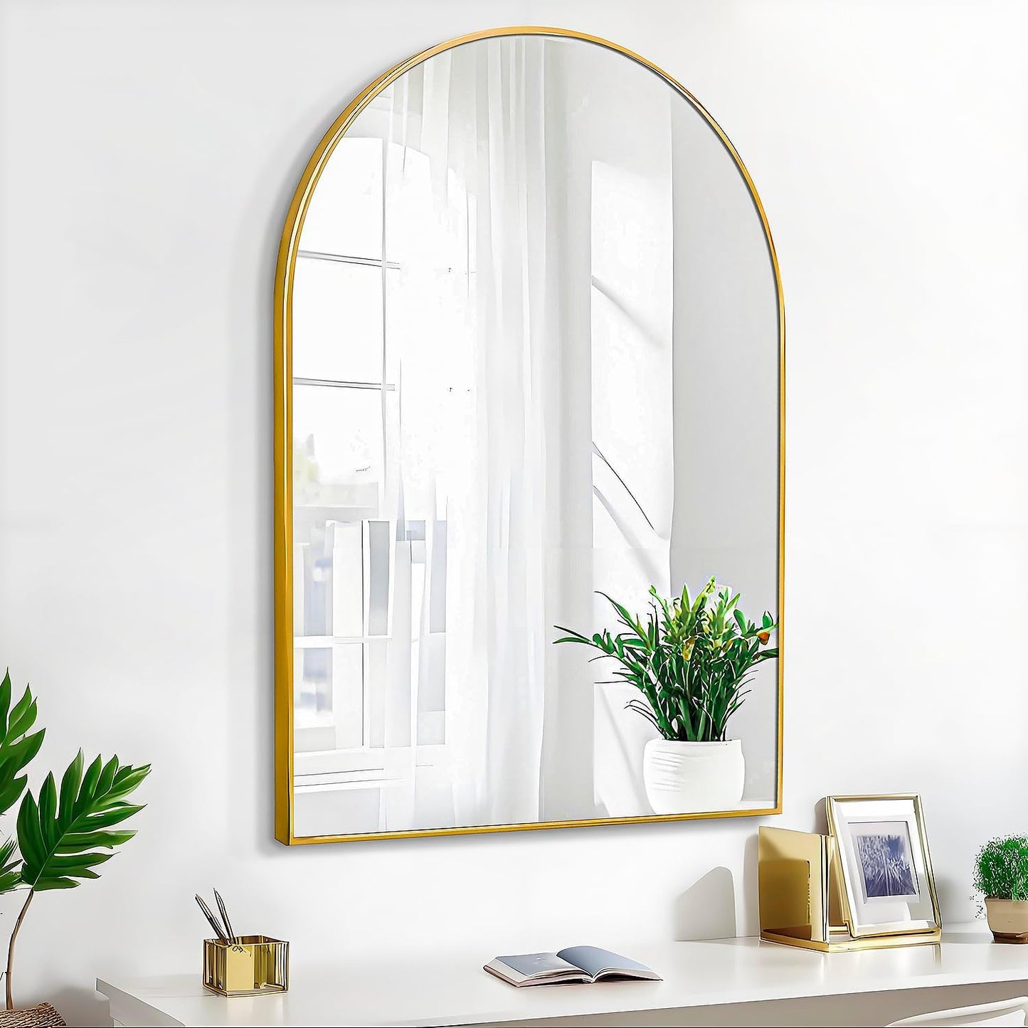 24x36 Arch Mirror Rectangle Full Length Metal Frame for Home