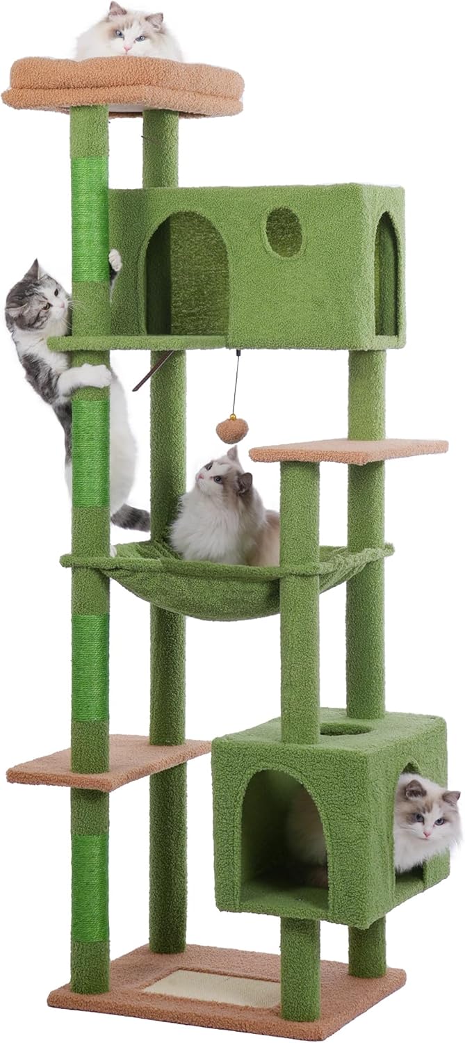 72 Cat Tree for Large Cats with Spacious Hammock and Condo
