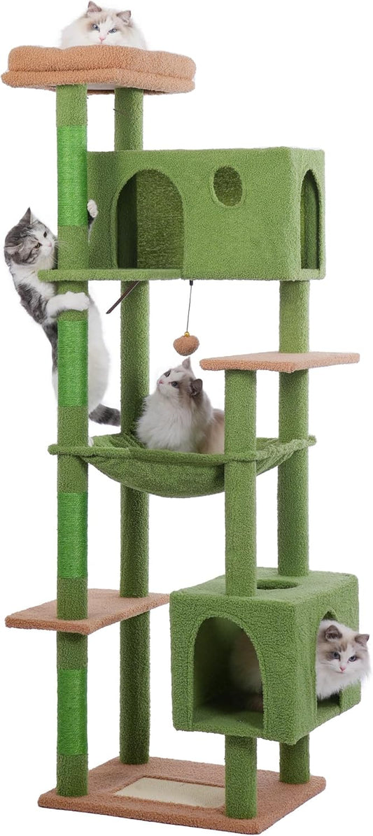 72 Cat Tree for Large Cats with Spacious Hammock and Condo