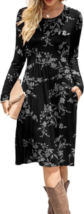 DB MOON Women Casual Long Sleeve Dresses with Pockets