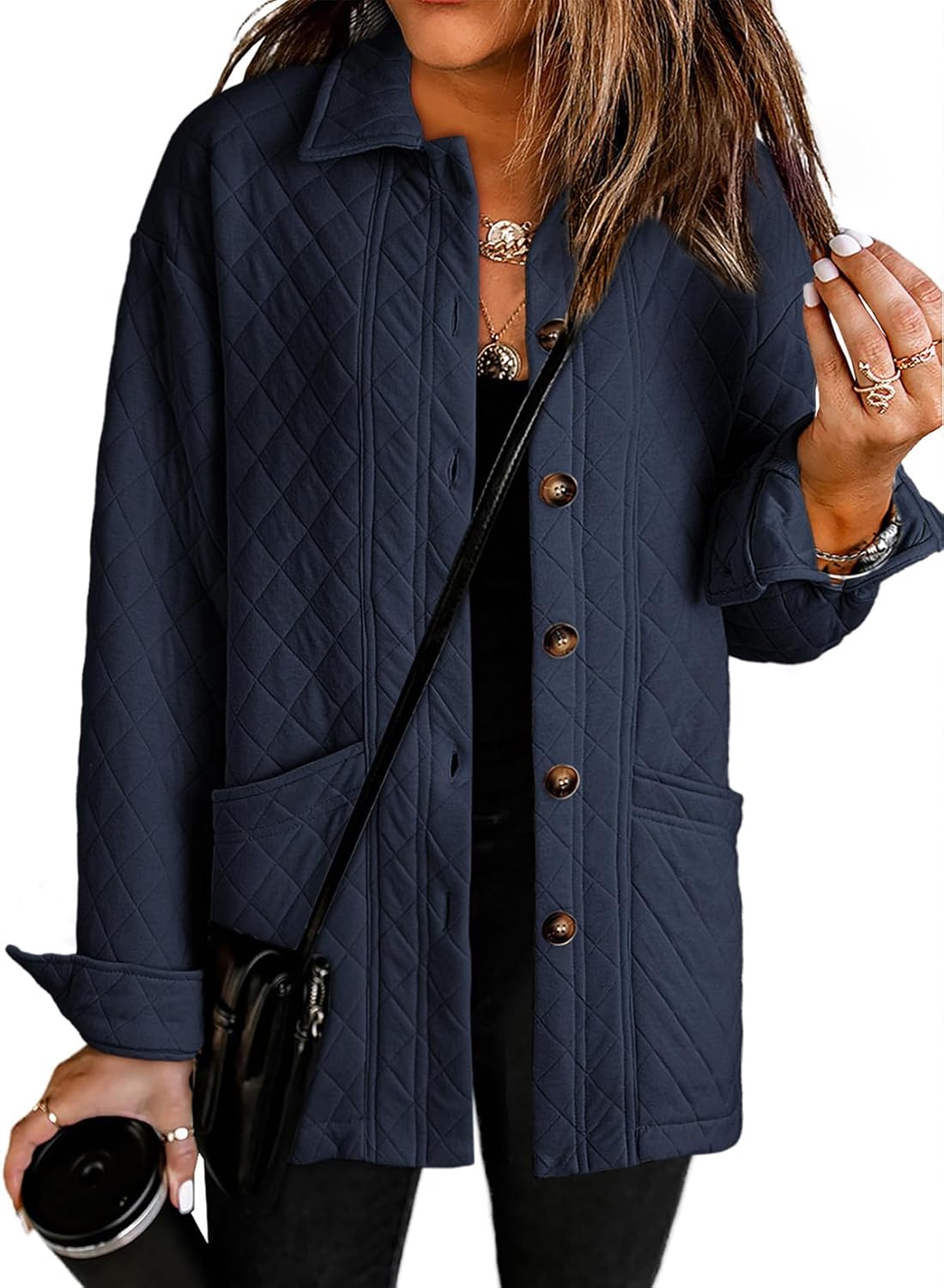 Dokotoo Casual Quilted Jackets for Women with Pockets