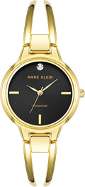 Anne Klein Women's Diamond Dial Bangle Watch in Gold-Tone