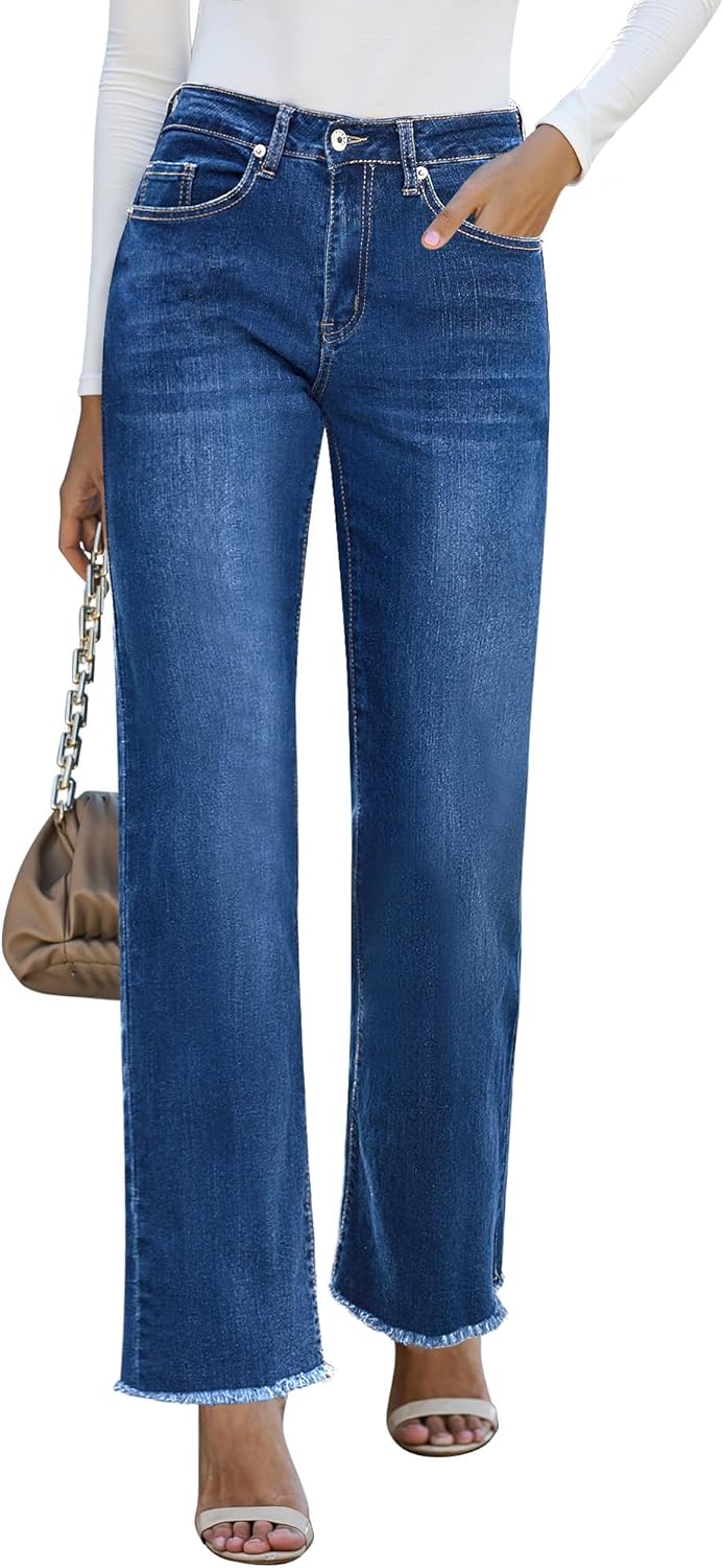 High Waisted Straight Leg Jeans for Women by GRAPENT - Stylish Fit