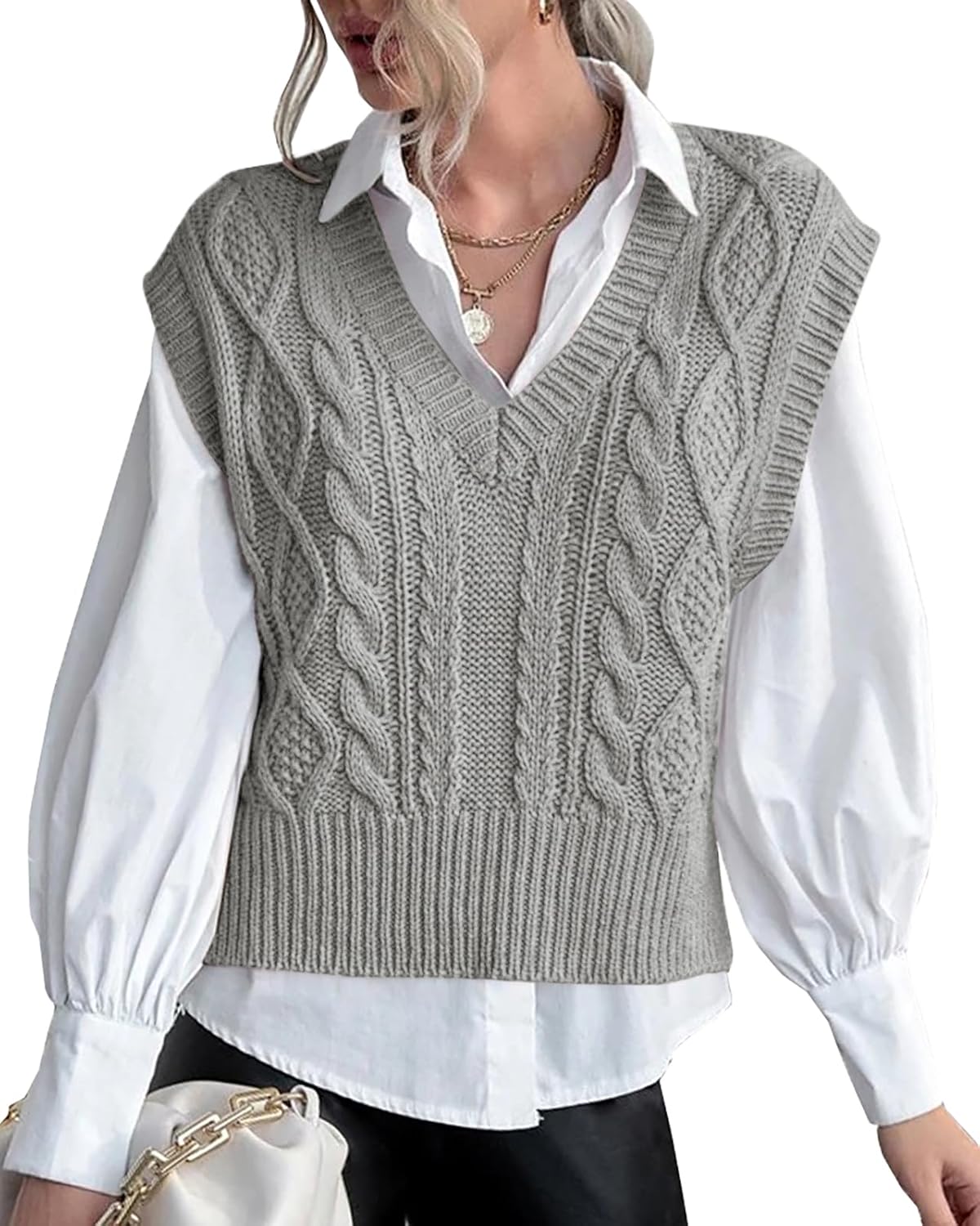 Stylish Sweater Vest for Women V Neck Sleeveless Knit Tops