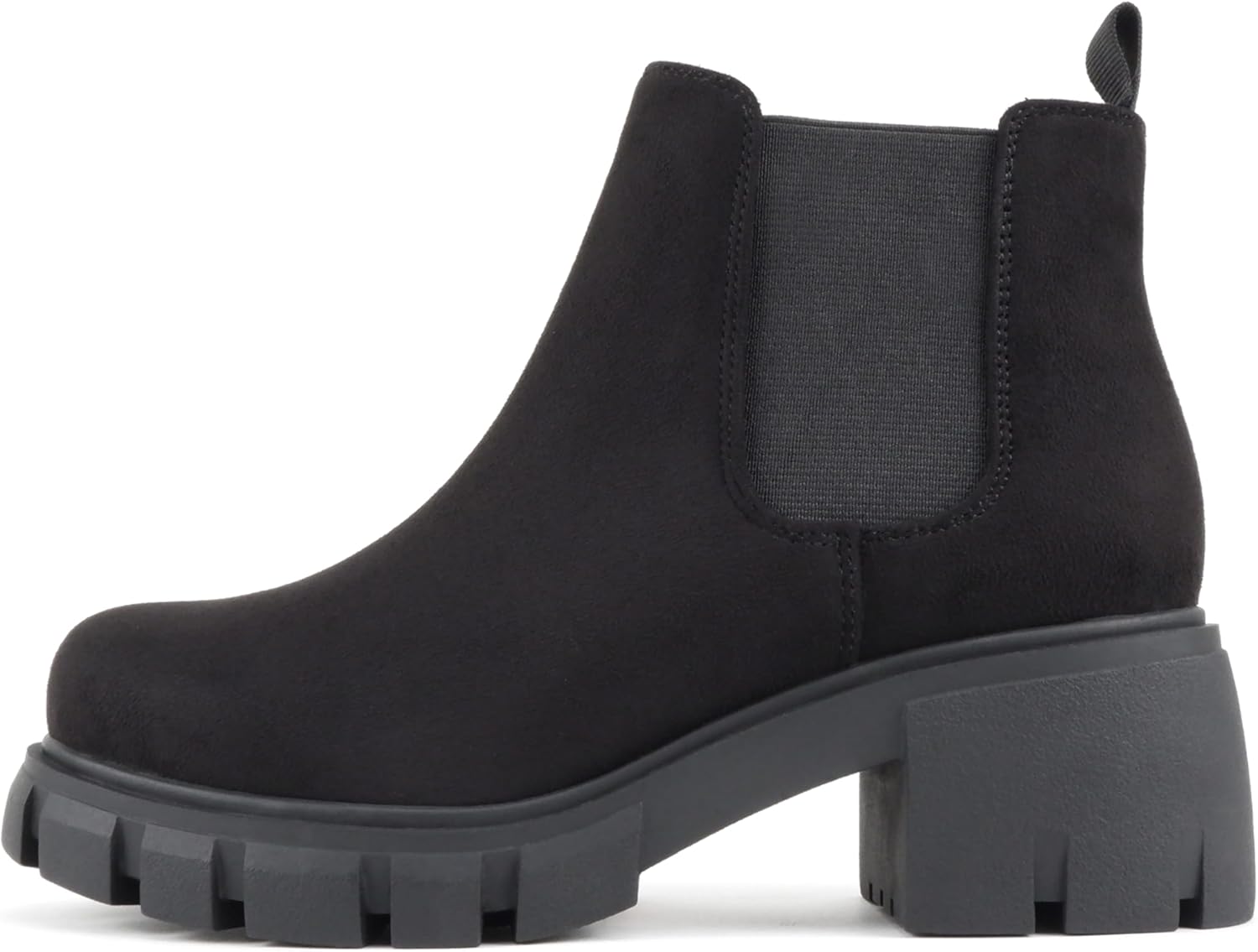 Soda PIONEER Women Lug Sole Mid Heel Chelsea Ankle Bootie