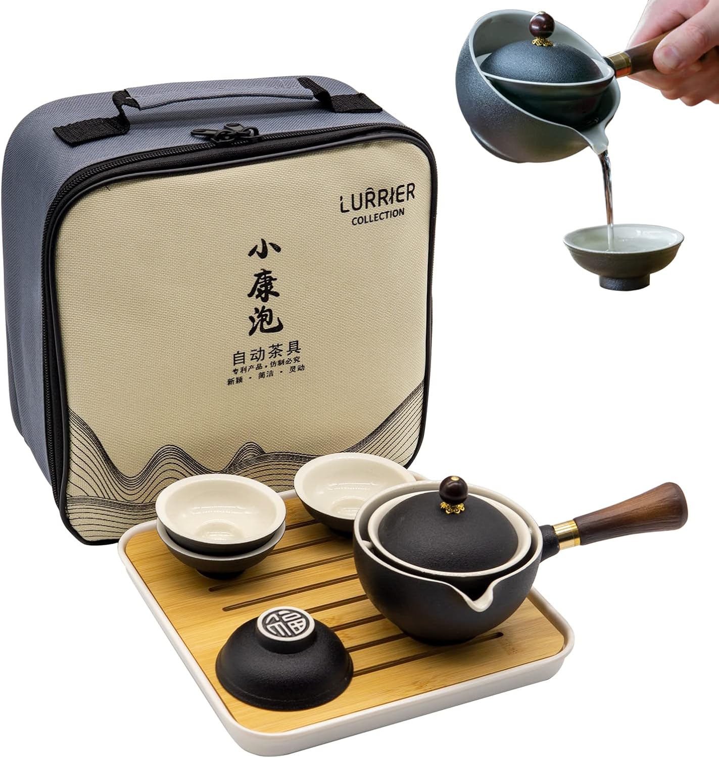 LURRIER Porcelain Chinese Gongfu Tea Set for Travel and Home
