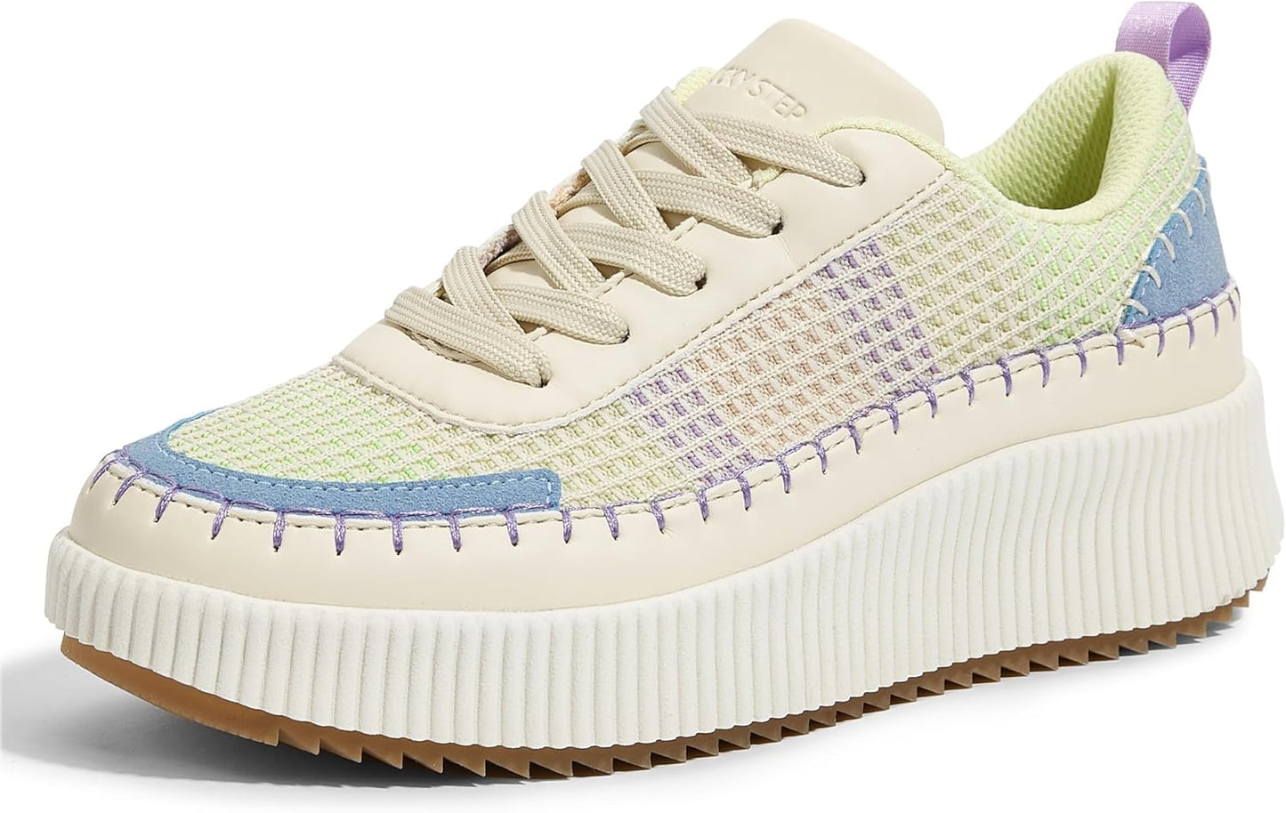LUCKY STEP Women's Platform Sneakers with Rhinestone Design