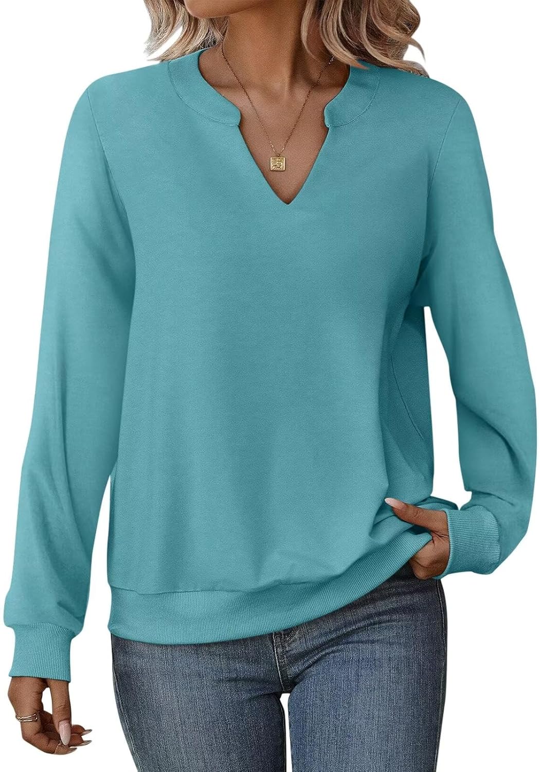 EADINVE Lightweight V-Neck Sweatshirt: Cozy Fall Style