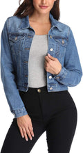 Women's Cropped Denim Jacket - Classic Fit, Soft 100% Cotton Jackets
