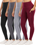 4 Pack Leggings with Pockets for Women - High Waist Tummy Control two
