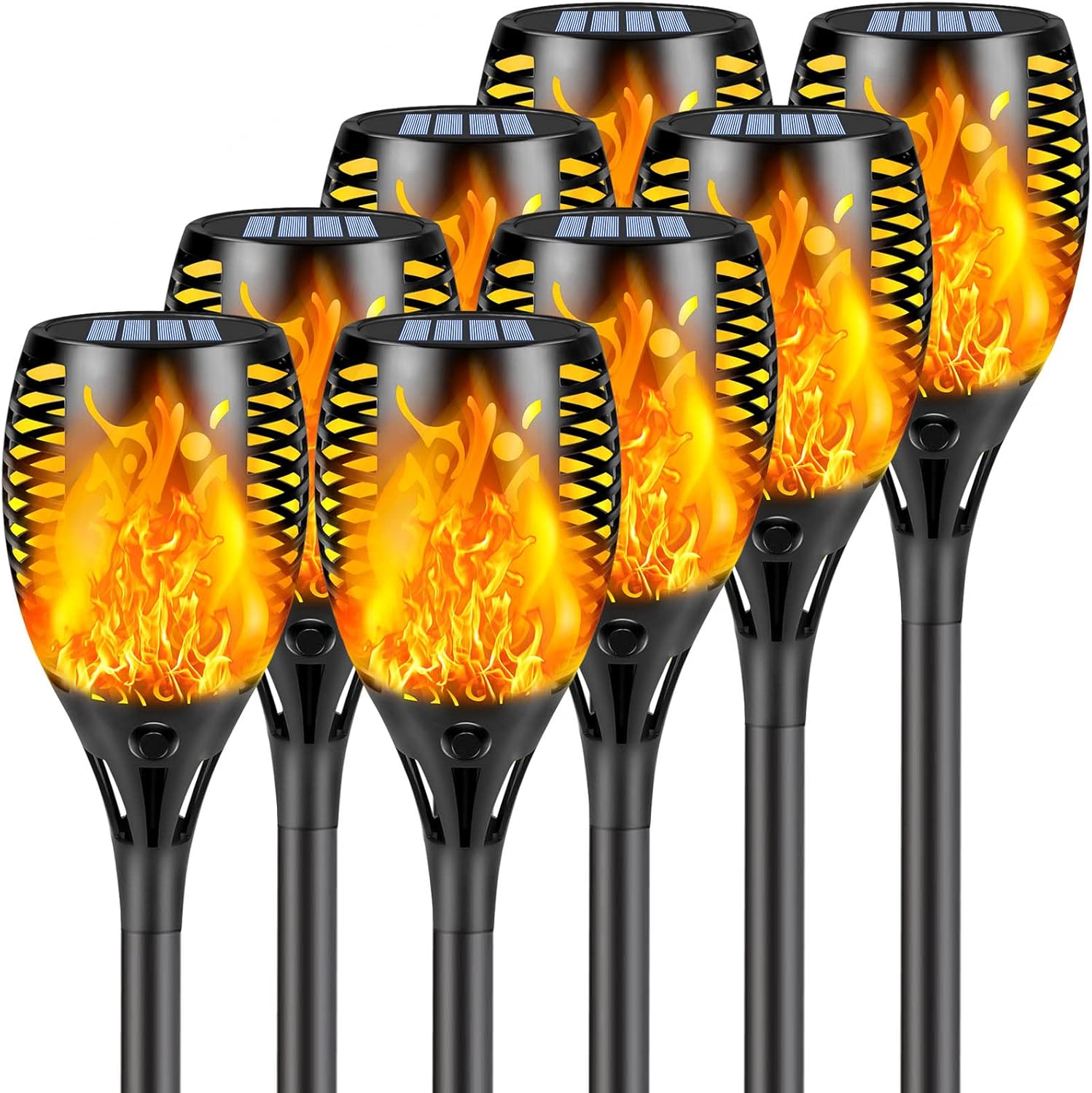 Upgraded Solar Torch Lights with Flickering Flame for Halloween