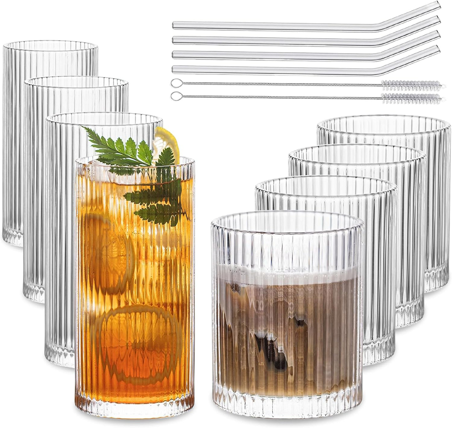 Vintage Glassware Set of 8 - Highball and Rocks Glasses