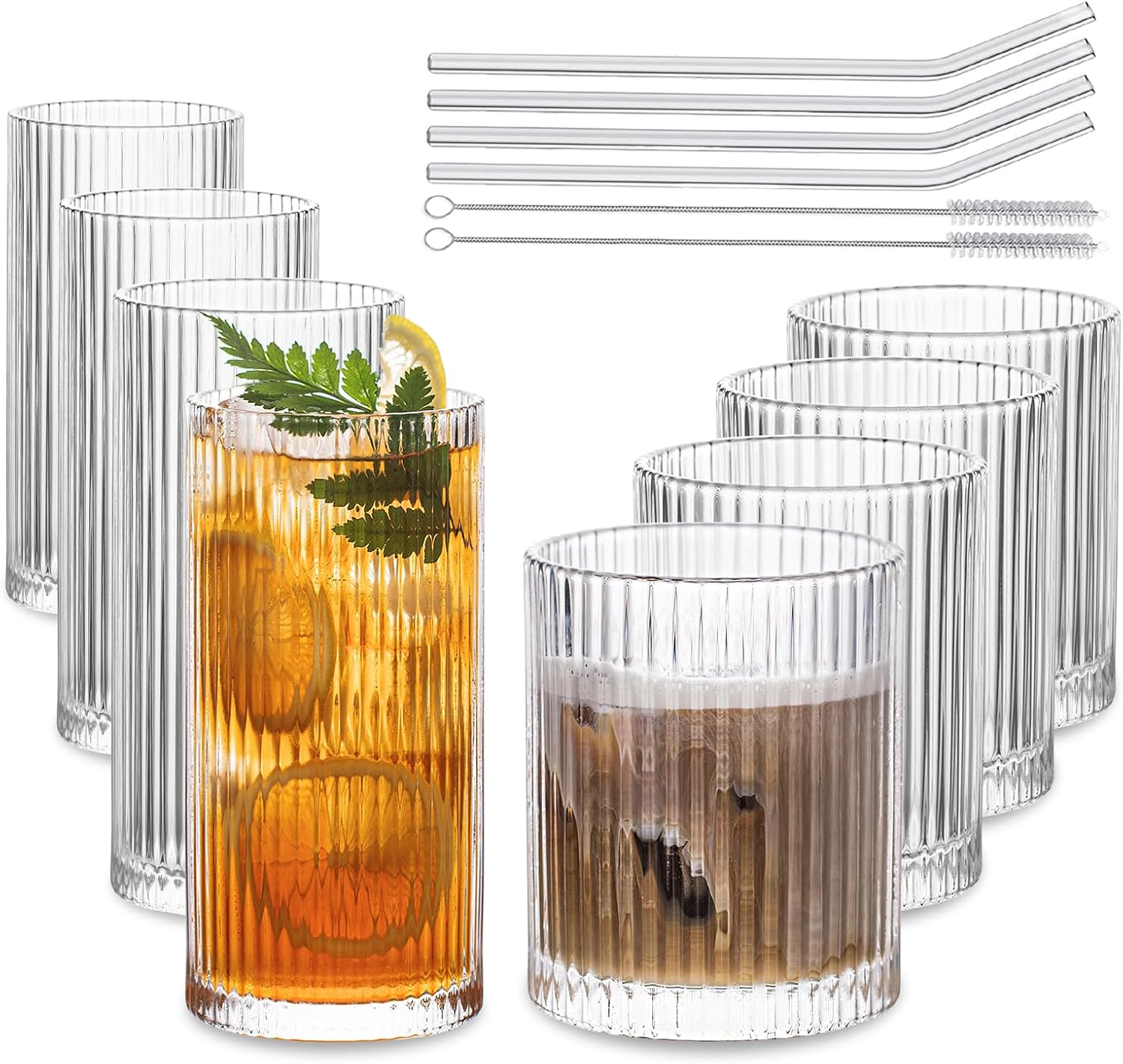 Vintage Glassware Set of 8 - Highball and Rocks Glasses