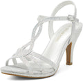 Women's Rhinestone Stiletto Sandals - Elegant Open Toe Heels