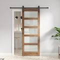 30in x 80in Glass Barn Door with 5.5ft Hardware Kit - Frosted Privacy