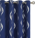 Wavy Navy Blue Blackout Curtains 63 in 2-Panel Set - Thermal Privacy