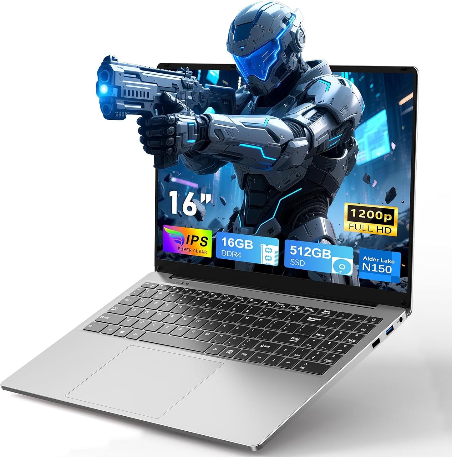 Gaming Laptop with N150 Processor and 16 Inch FHD Display