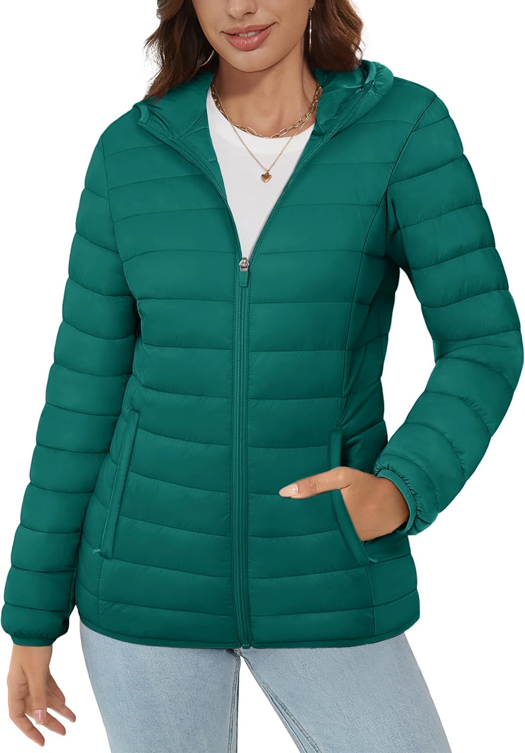 Lightweight Hooded Puffer Jacket for Women - Warm & Stylish