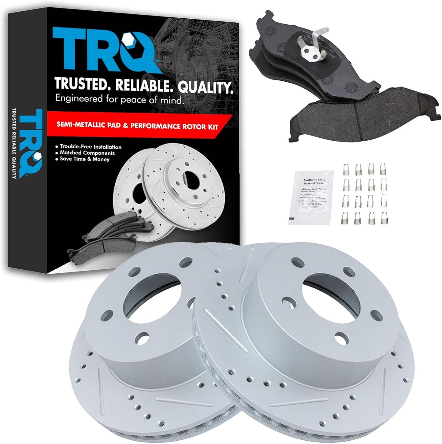 TRQ Front Performance Brake Pad & Rotor Kit for Jeep Vehicles