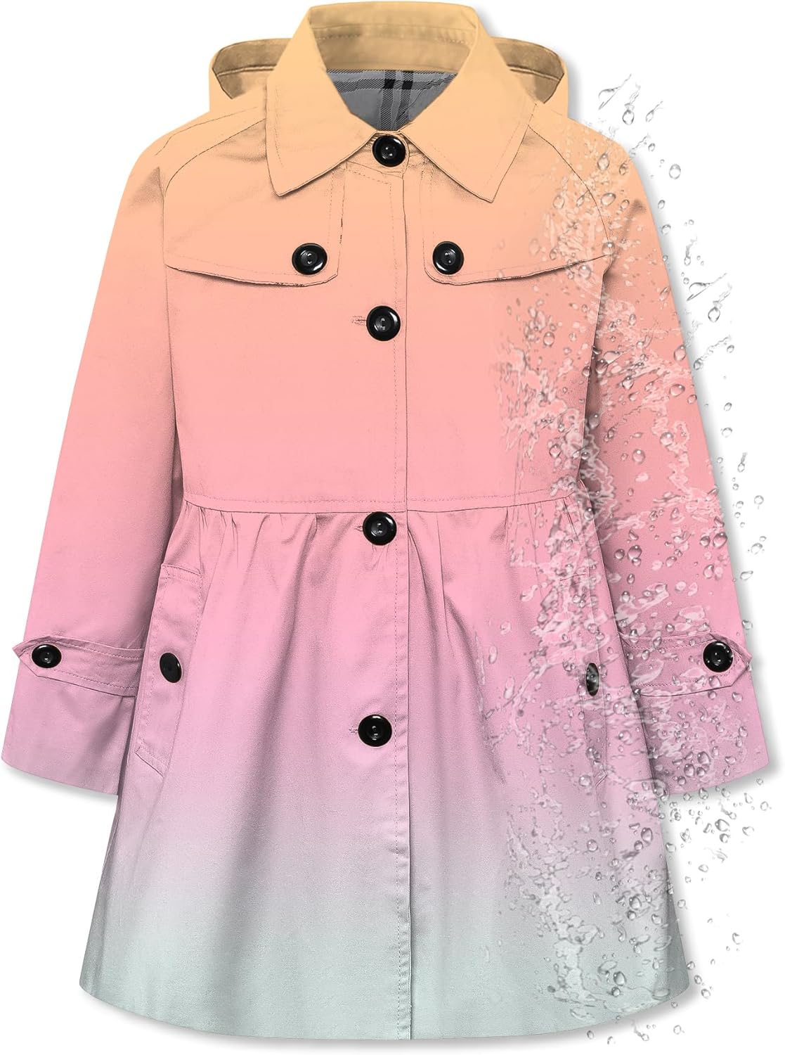 Betusline Girl's Rain Jackets Lightweight Waterproof Trench Coat