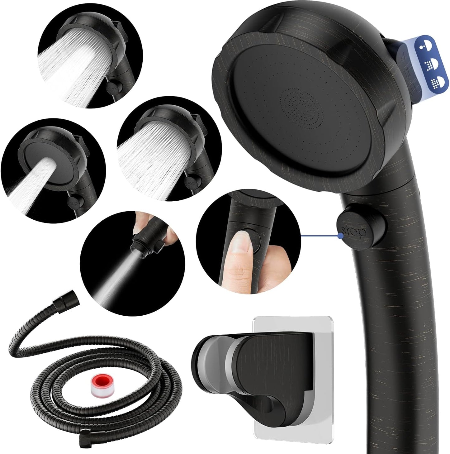 High Pressure Shower Head with Pause Button for RV Campers