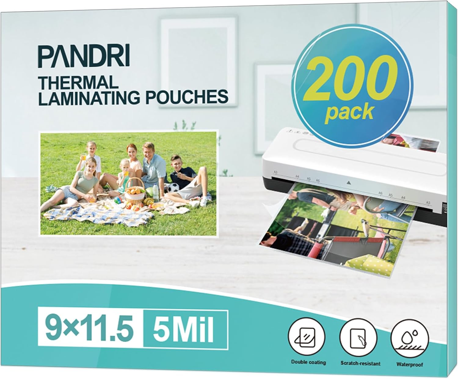 PANDRI 200 Pack 5 Mil Clear Laminator Sheets - Letter Size Protection