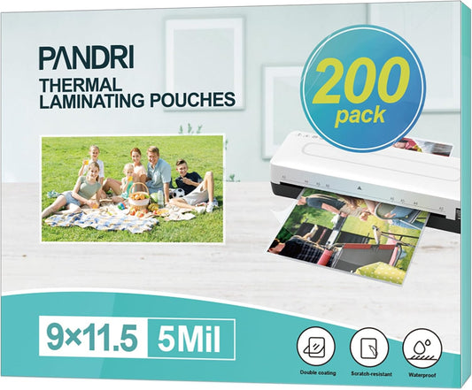 PANDRI 200 Pack 5 Mil Clear Laminator Sheets - Letter Size Protection