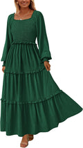 Fall Dresses for Women Smocked Square Neck Maxi Dress