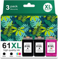 3 Pack 61XL Ink Cartridge Compatible Replacement - 2 Black 1 Tri Color