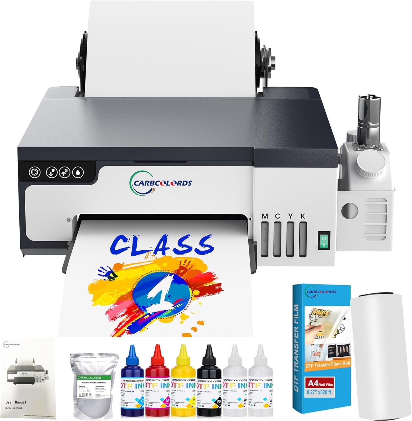 High-Speed DTF Printer: White Ink Mix & Roll Feeder