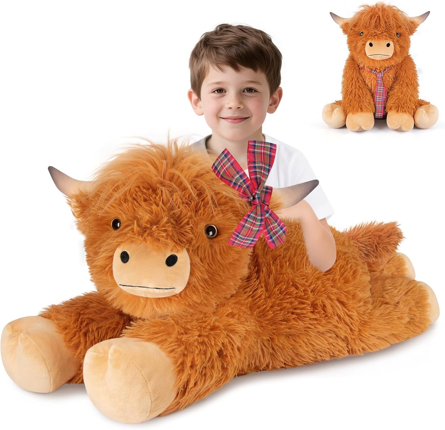 Giant Highland Cow Stuffed Animal for Stress Relief & Sleep Aid