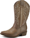 Women's Wide Calf Cowboy Boots Pull-On Mid-Calf - Wide Calf Comfort