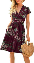 LILBETTER Women's Summer V-Neck Short Party Dress with Pockets