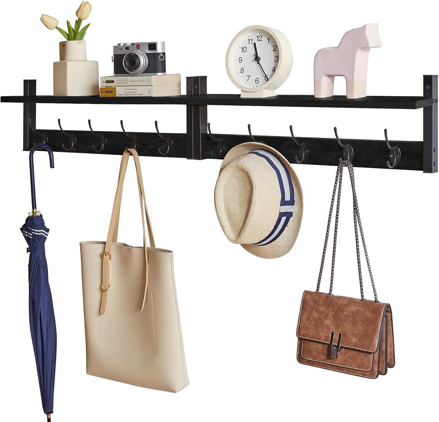 YMYNY Coat Rack Wall Mount with Shelf for Stylish Organization