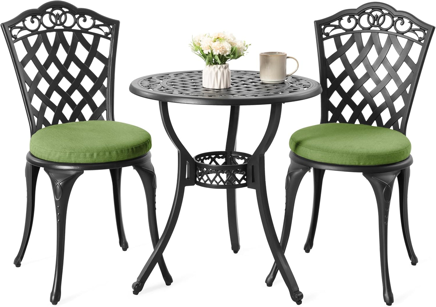 NUU GARDEN 3-Piece Outdoor Bistro Set with Umbrella Hole