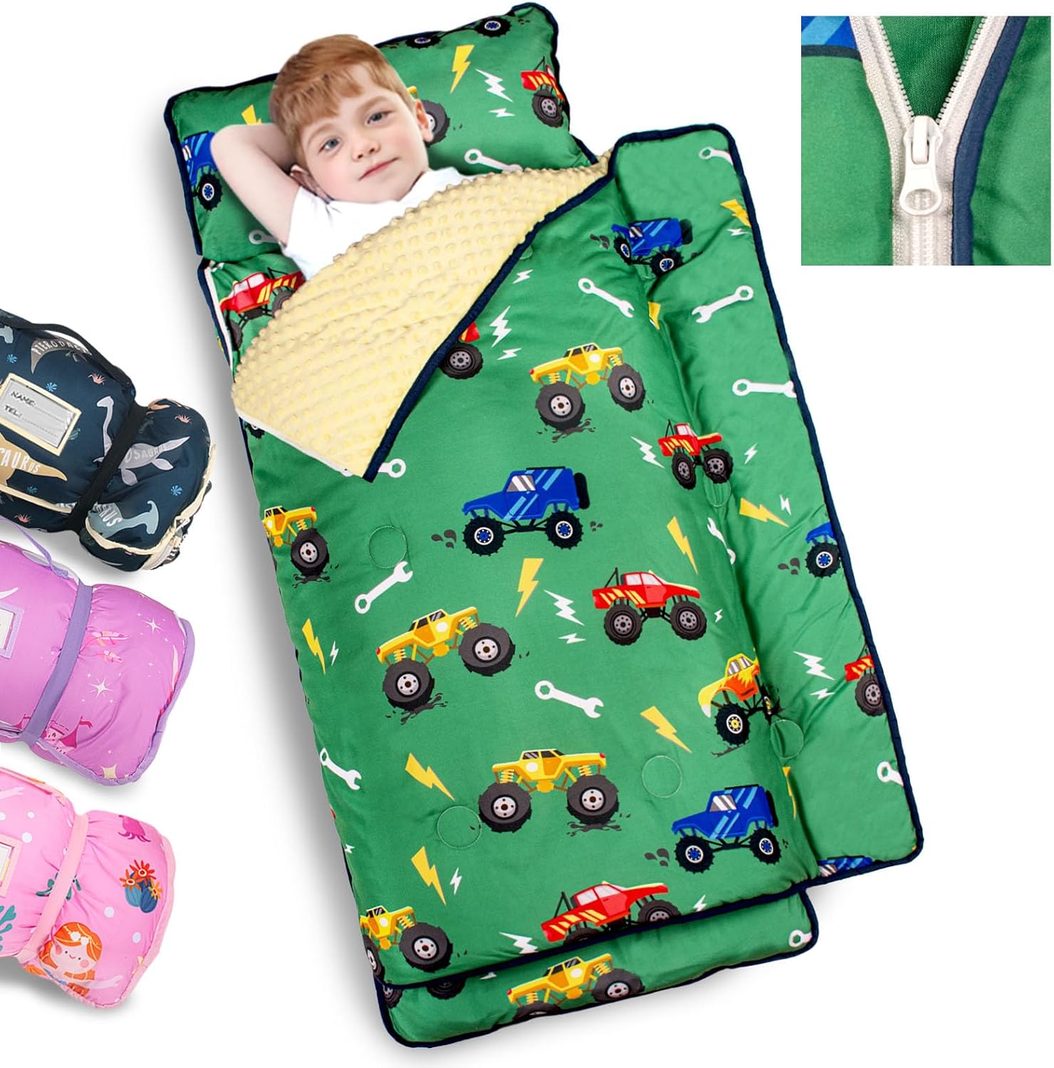 Primlect Extra Large Toddler Nap Mat with Detachable Blanket